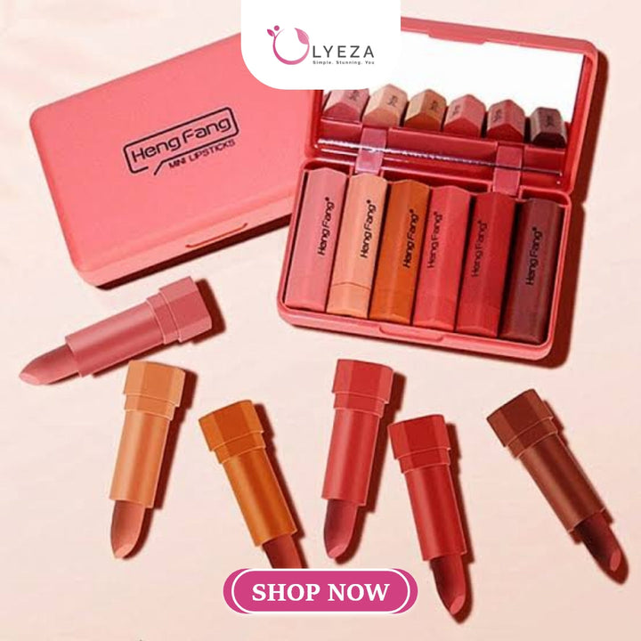 Heng Fang Mini Lipstick 6Pcs Pocket Friendly Makeup Kit Lyeza