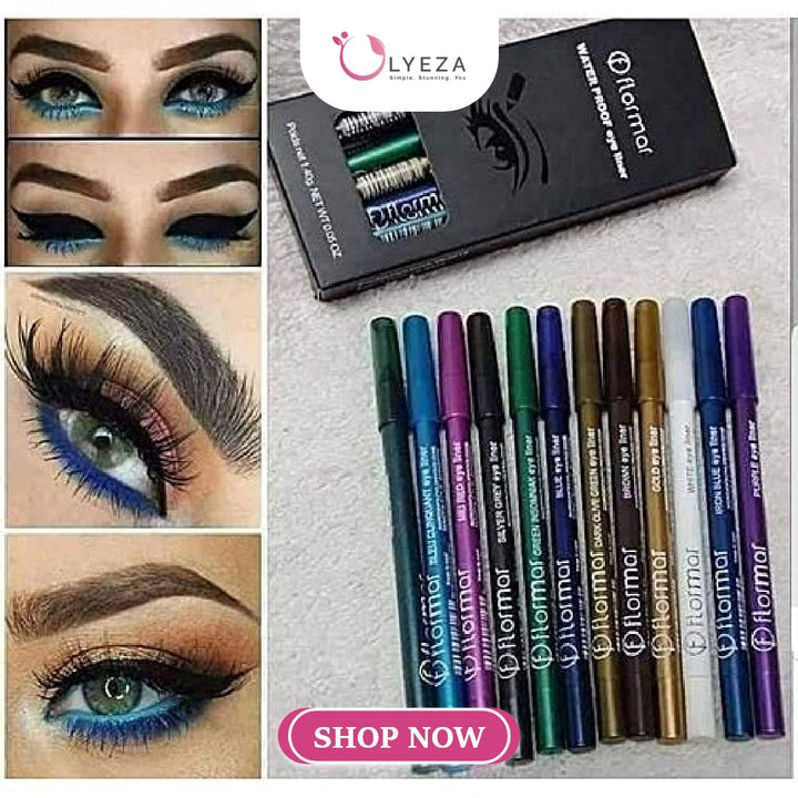 Flormar-Waterproof Eyeliner-Pack of 12 Eye Pencils Lyeza