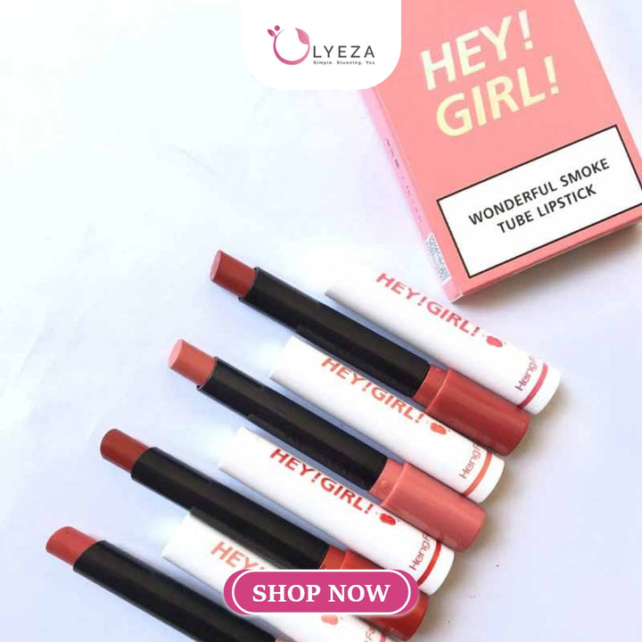 Heng Fang Hey Girl Smoke Tube Matte Lipstick 4Pcs Lyeza
