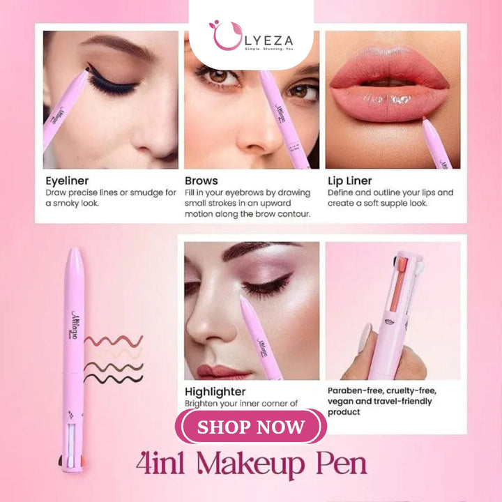 4 In 1 MakeUp Pen Eye-Liner Lip-Liner Brow-Liner-Highlighter Lyeza