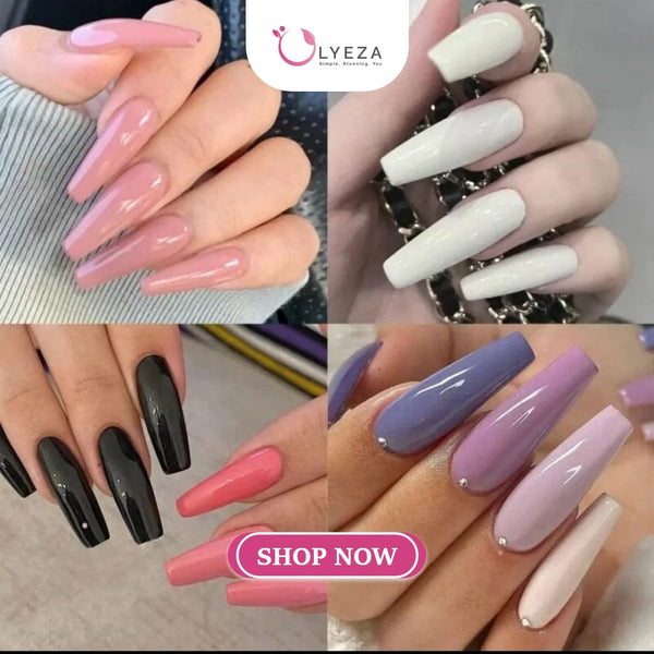Artificial Nails Pack of 576 Nails With Glue & Sticker Lyeza