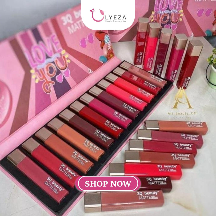 3Q Beauty Matte Lip Gloss Pack of 12 Lyeza